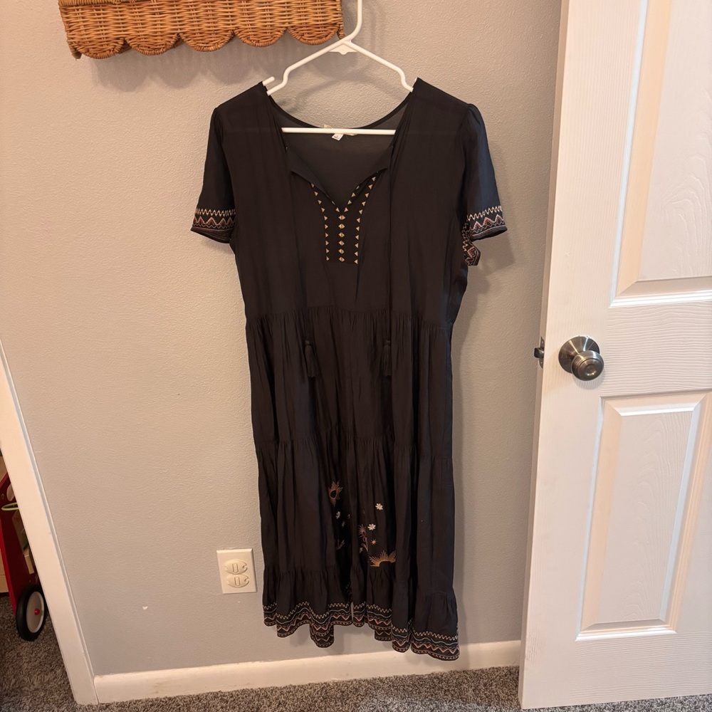 Johnny Was Black Midi Dress - Picture 2 of 5